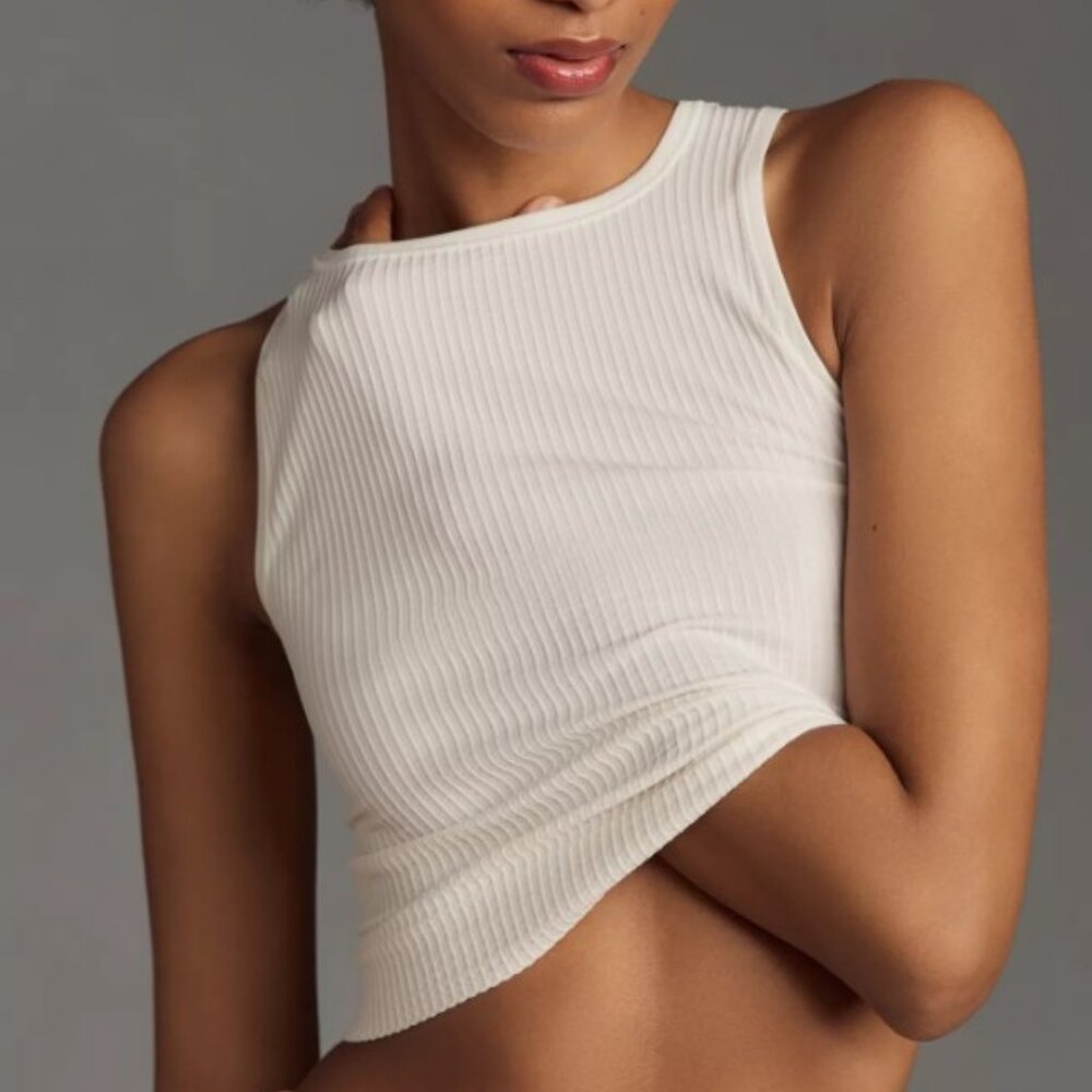 Anthropologie Reegan Crew-Neck Crop Racerback Seamless Tank Top S/M - Picture 3 of 3